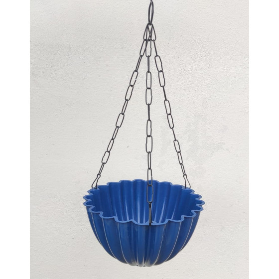 Plastic Hanging Planter Pot Designer Model- Blue Color - Bazodo