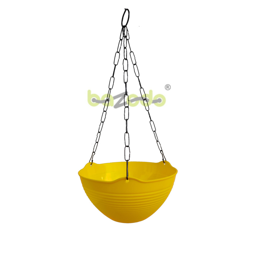 Fancy Hanging Pots with Metal Chain - Yellow Color - Bazodo