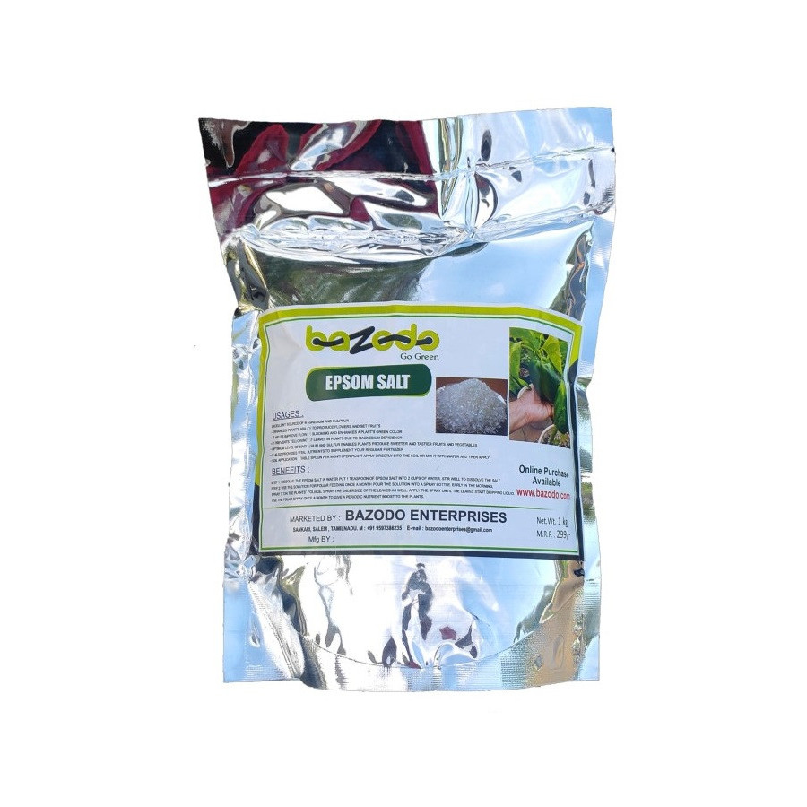 Bazodo Epsom Salt  500g - 1kg - Magnesium Sulphate | Vigorous Growth of Flowering Plants, Fruits & Vegetables