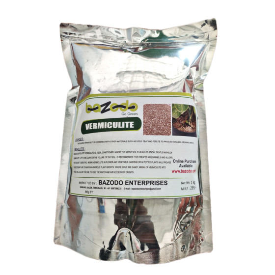 Vermiculite - (500g - 1Kg) - Exfoliated Vermiculite for Gardening & Hydroponics,Soil Conditioner for Better Root Growth - Bazodo
