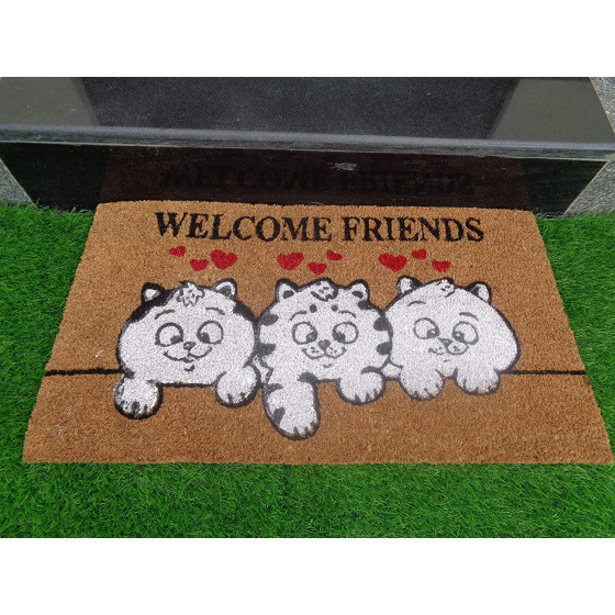 Bazodo Coir Door Mat -( 40 x 70 Cms) - Printed And Biodegradable- Welcome friends Mat