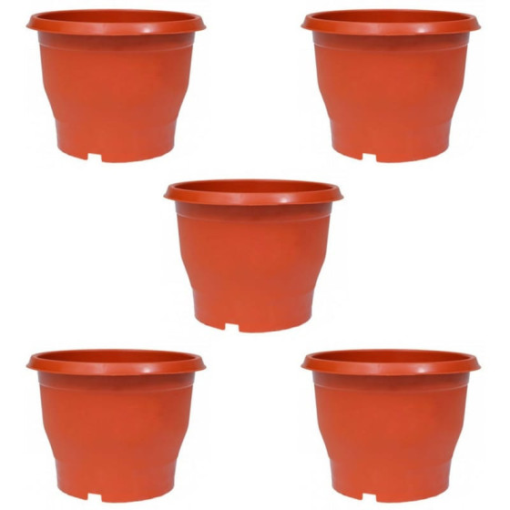 Bazodo 8 inch Plastic Pot - Terracotta Colour
