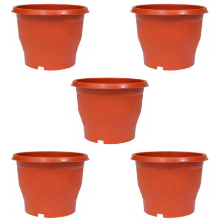 8 inch Plastic Pot - Terracotta Colour -(Pack of 5 & Pack of 10)