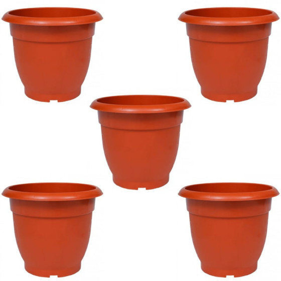 10 inch Plastic Pot - Terracotta Colour - (Pack of 5)