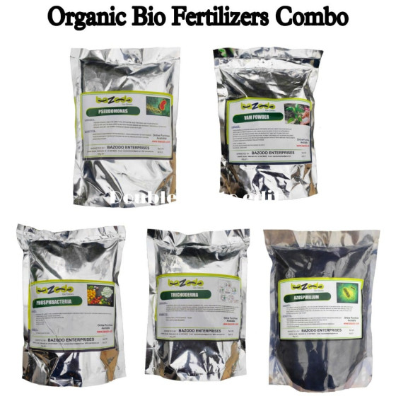 Bio Organic Fertilizers (Mini Pack) - (Azospirillum, Pseudomonas, Phosphobacteria, Trichoderma Viride, VAM) - 500grams Each