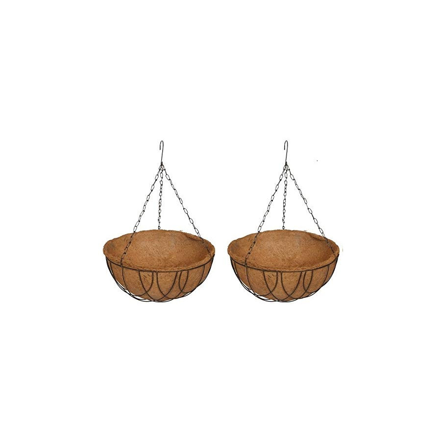 Coir Hanging Round Bigger Size Basket 14 INCH 1 Piece - Coco Gardening POTS with Stand - Flower PotS Hanger Garden Decoration In