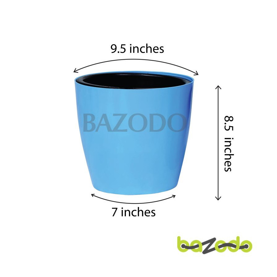 Bazodo Self Watering Indoor Plastic Pot With Inner Pot Set - Blue Colour
