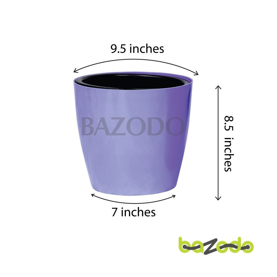 Self Watering Indoor Plastic Pot With Inner Pot Set - Violet Color - Bazodo