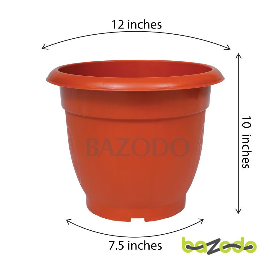 Bazodo Plastic Pot 12 inch - Terracotta Colour