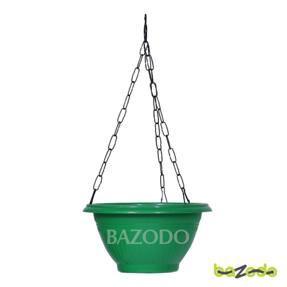 Plastic Hanging Planter Pot Plain Smart Model - Green Color - Bazodo