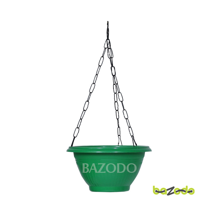 Plastic Hanging Planter Pot Plain Smart Model - Green Color - Bazodo