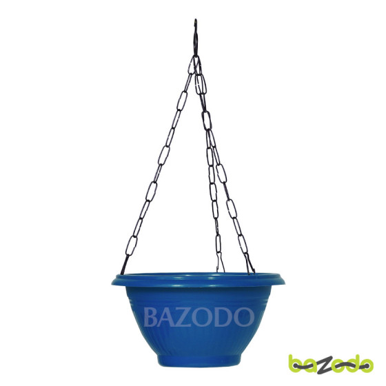 Plastic Hanging Planter Pot Plain Smart Model - Blue Color - Bazodo