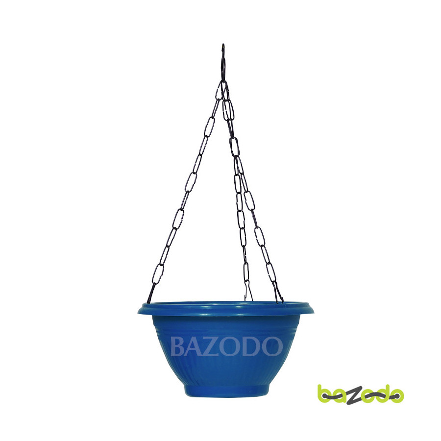 Plastic Hanging Planter Pot Plain Smart Model - Blue Color - Bazodo