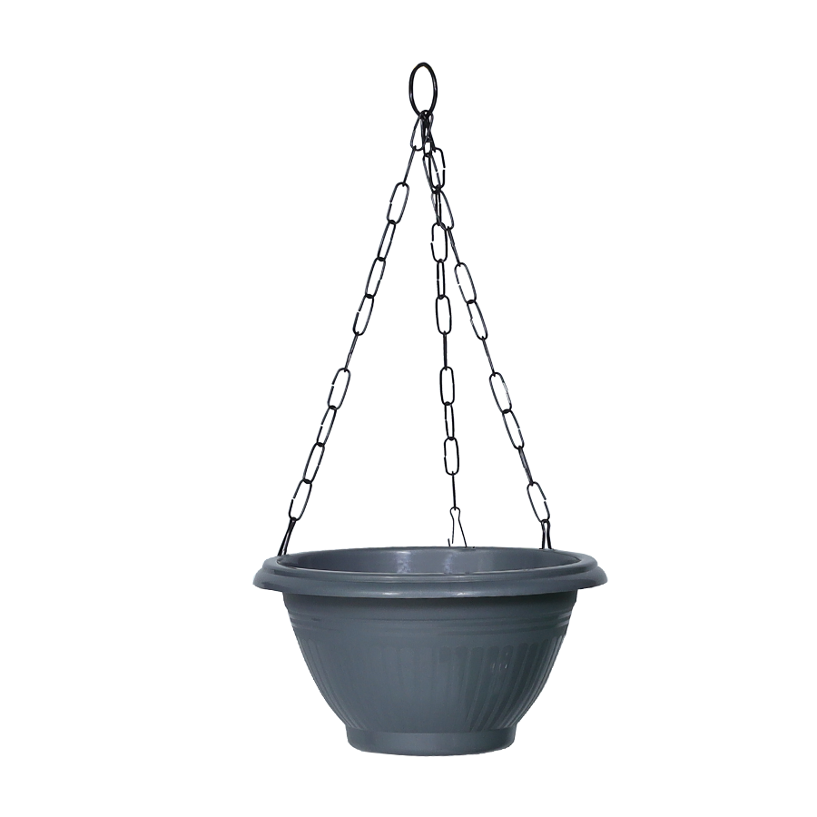 Plastic Hanging Planter Pot Plain Smart Model - Grey Color - Bazodo