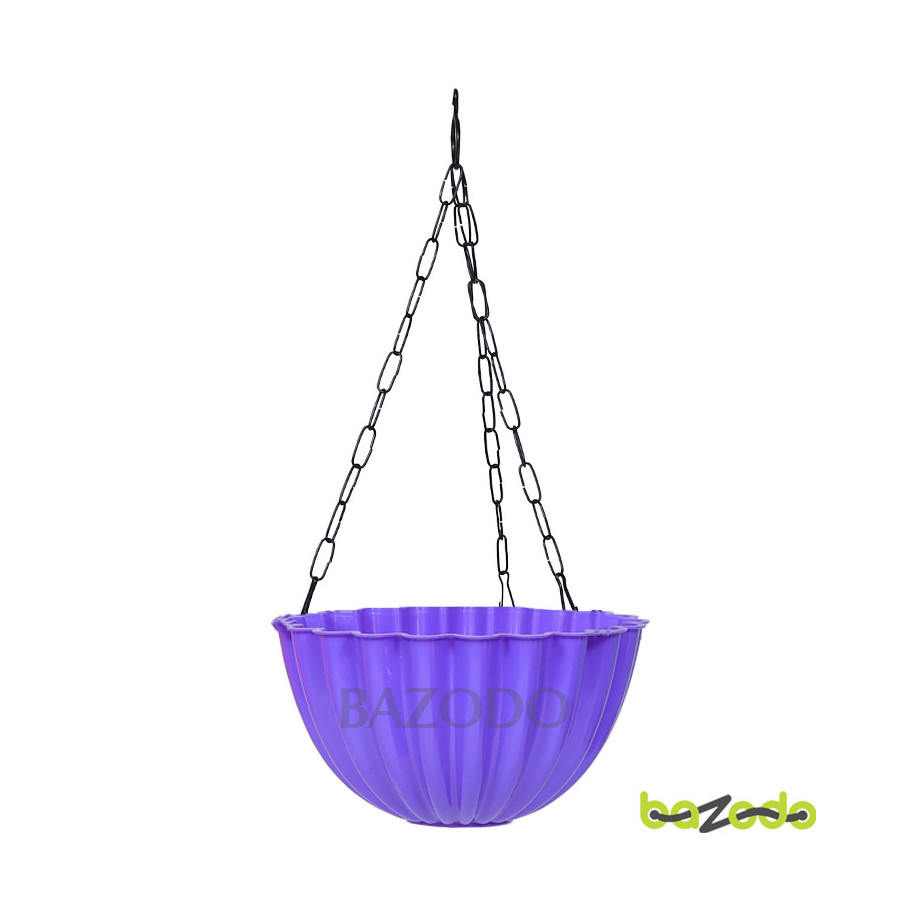 Plastic Hanging Planter Pot Designer Model - Violet Color - Bazodo