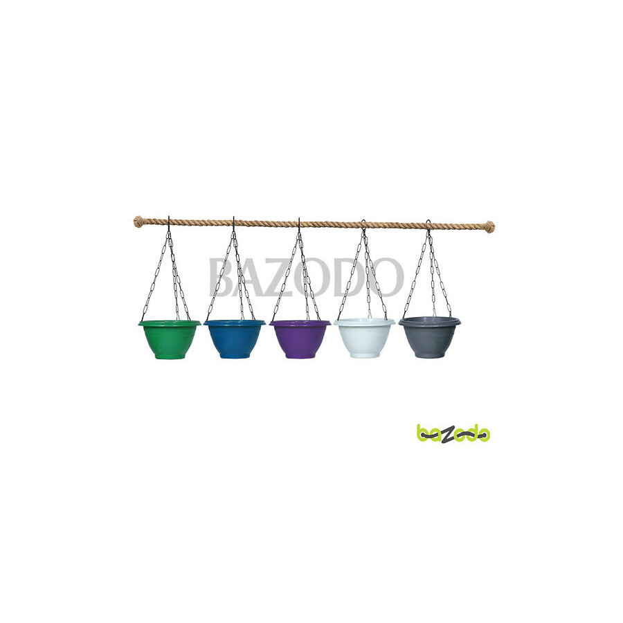 Plastic Hanging Planter Pot Plain Smart Model Combo Colors - (White, Blue, Green, Grey, Violet) - Bazodo