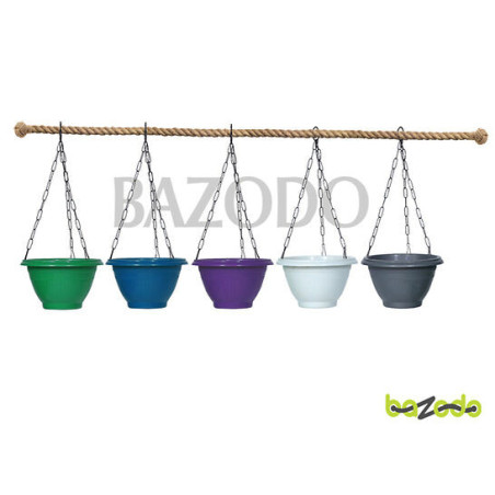 Plastic Hanging Planter Pot Plain Smart Model Combo Colors - (White, Blue, Green, Grey, Violet) - Bazodo
