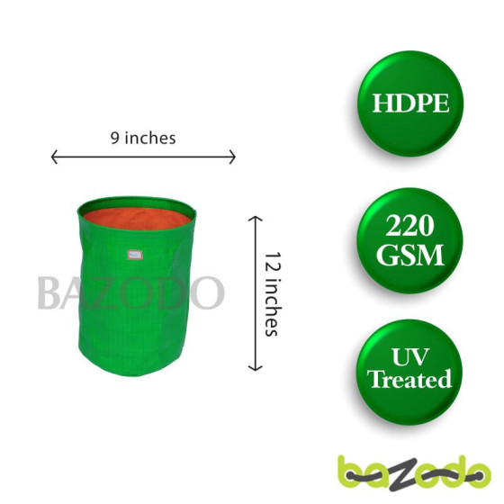 Bazodo HDPE Grow Bag 09 x 12 inch ( 0.75 x 1 feet ) - Round