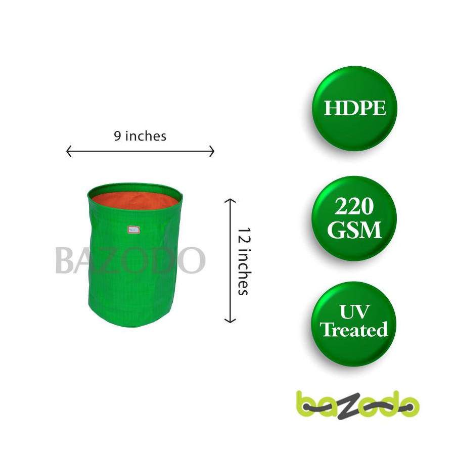 Bazodo HDPE Grow Bag 09 x 12 inch ( 0.75 x 1 feet ) - Round