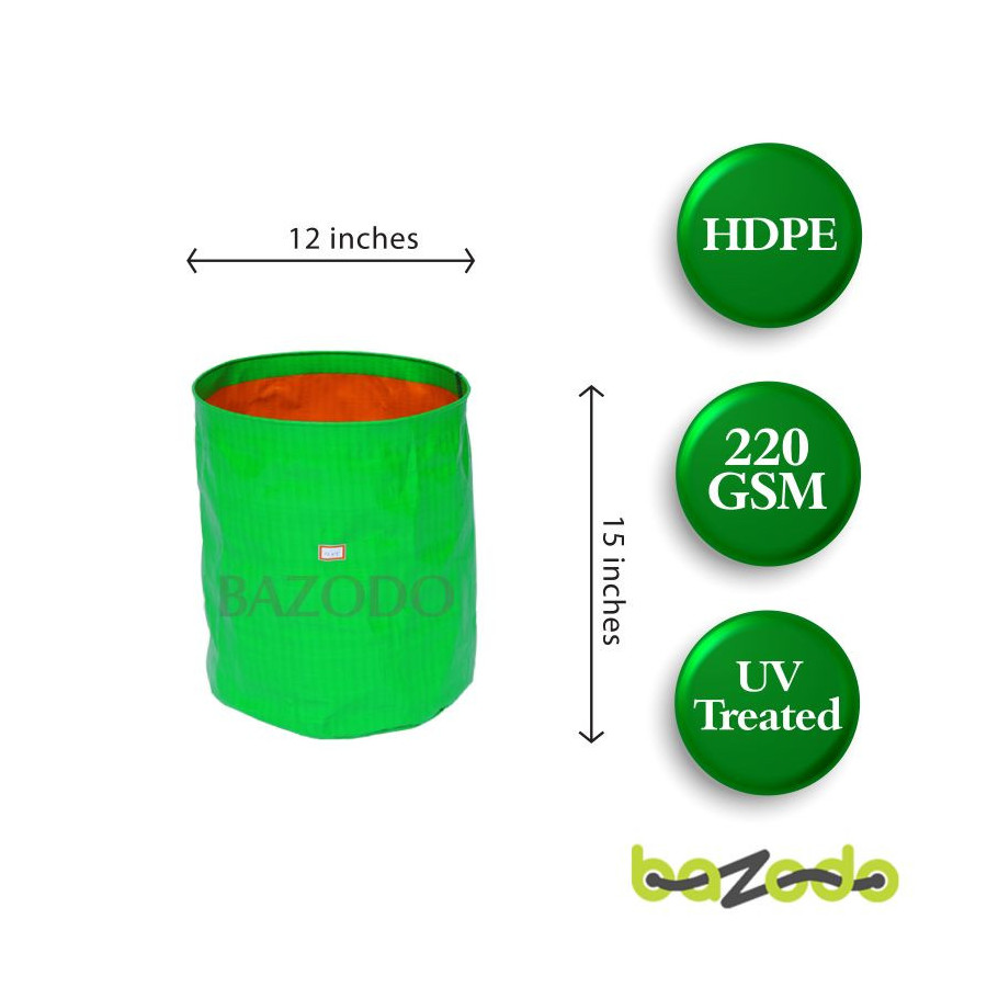 Bazodo HDPE Grow Bag 12 x 15 inch ( 1 x 1.25 feet ) - Round
