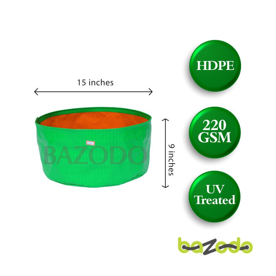 Bazodo - HDPE Grow Bag 15 x 09 inch ( 1.25 x 0.75 feet ) - Round