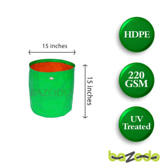 HDPE Grow Bag 15 x 15 inch ( 1.25 x 1.25 feet ) - Round | Bazodo | Buy Online