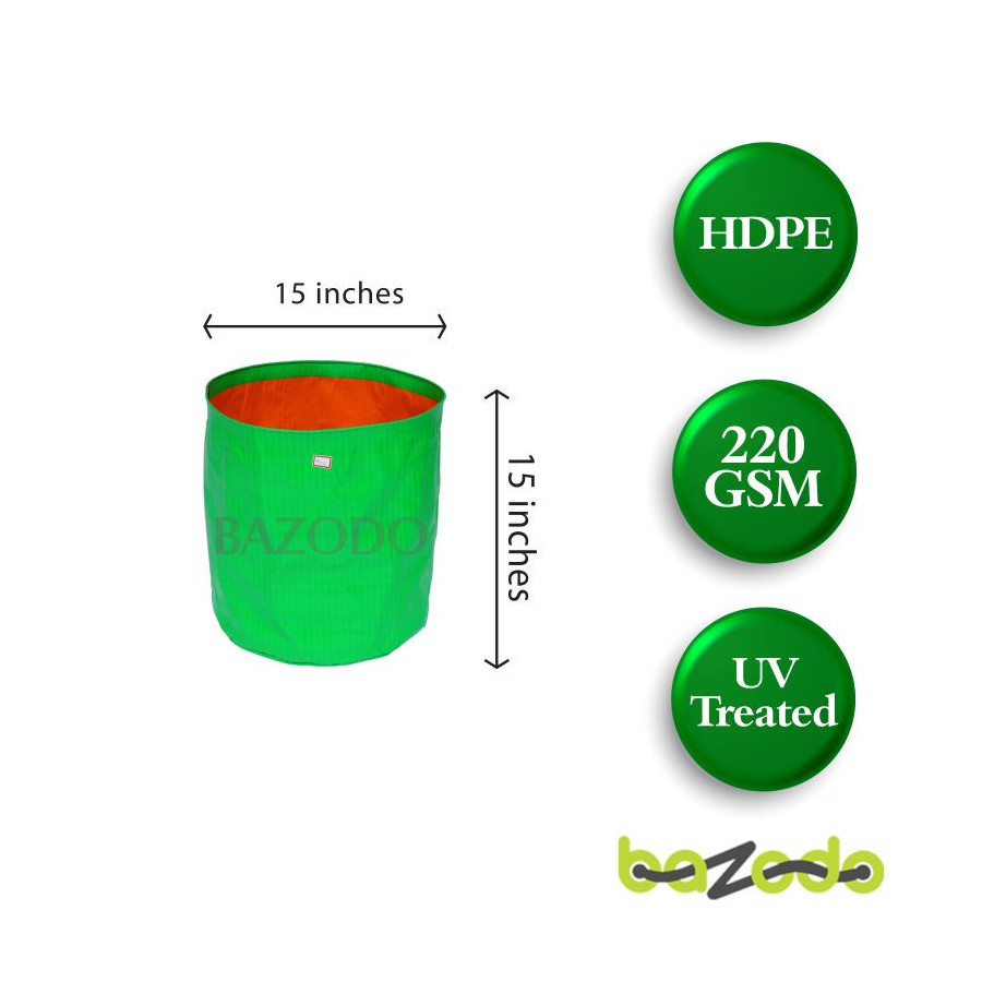 HDPE Grow Bag 15 x 15 inch ( 1.25 x 1.25 feet ) - Round | Bazodo | Buy Online