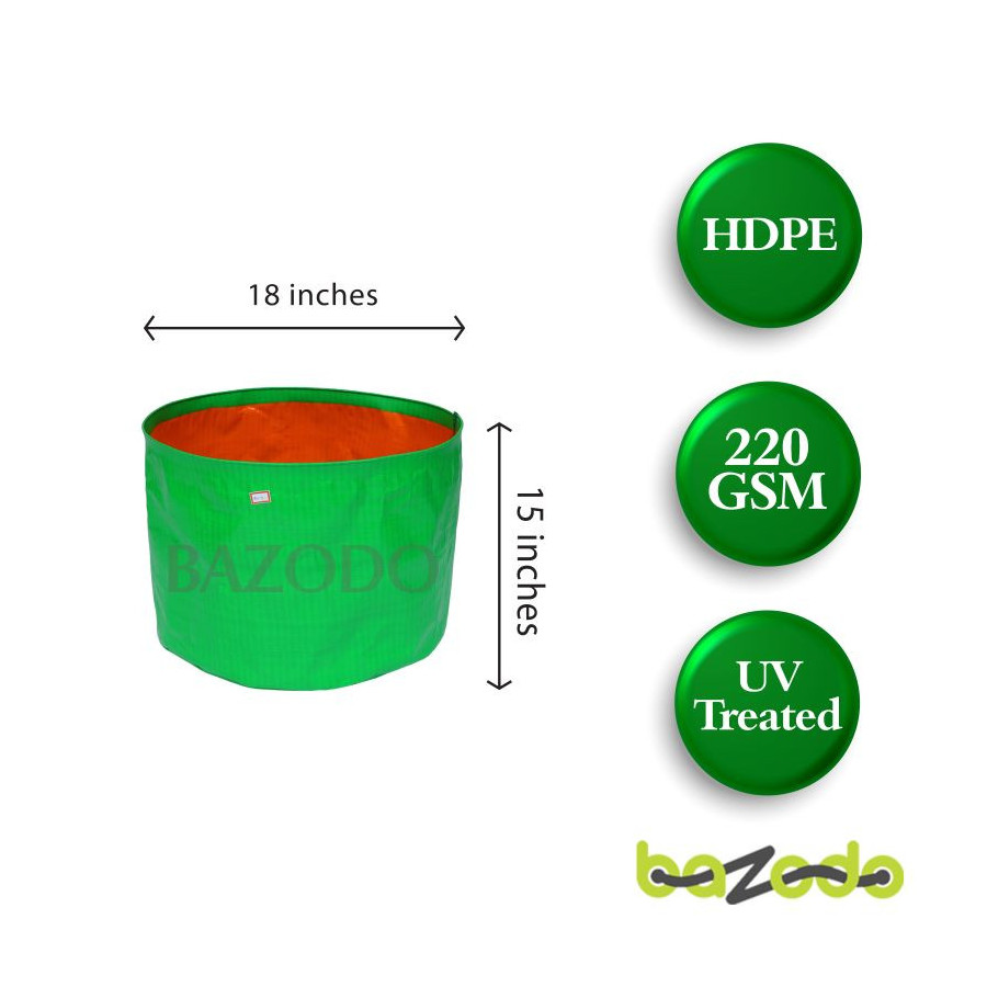 Bazodo - HDPE Grow Bag 18 x 15 inch ( 1.5 x 1.25 feet ) - Round