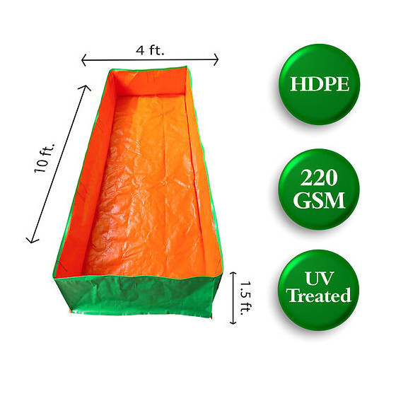 Bazodo - HDPE Grow Bag 120 x 48 x 18 inch ( 10 x 4 x 1.5 feet ) - Rectangular