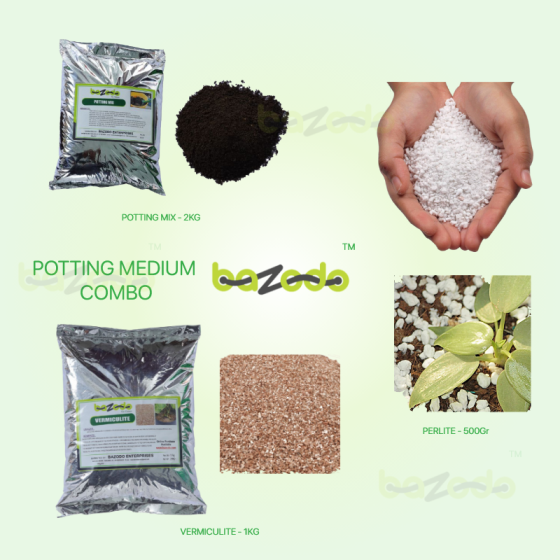 Potting Soil Combo Pack for Indoor/Outdoor and Hydrophonics - (Potting Soil, Perlite, Vermiculite) - Bazodo