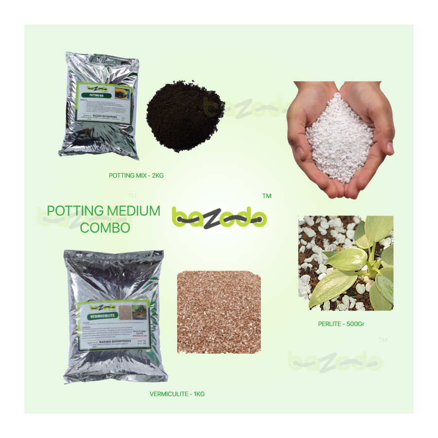 Bazodo Potting Soil Combo Pack for Indoor/Outdoor and Hydrophonics - (Potting Soil, Perlite, Vermiculite)