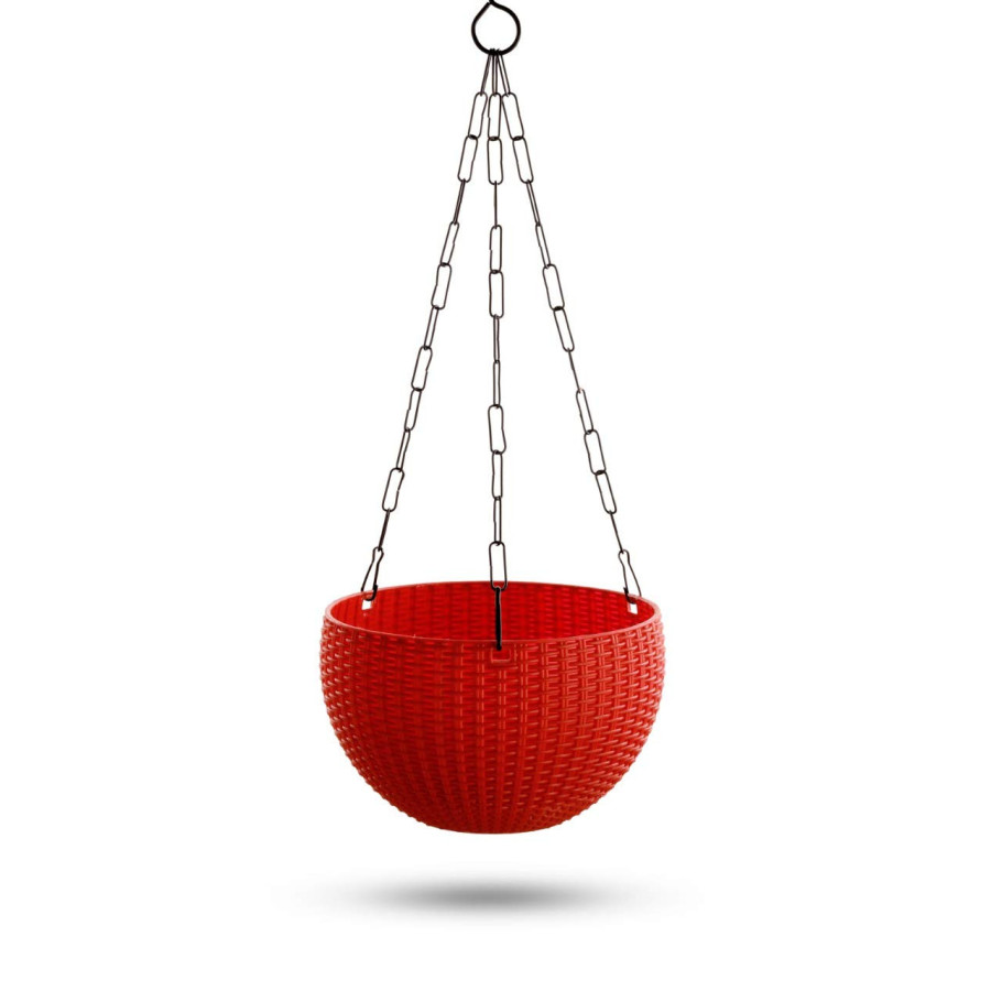 Ultra Model Virgin Plastic Hanging Pot - Red Color - Bazodo