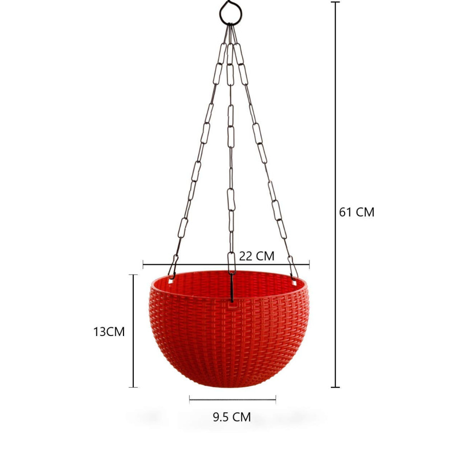 Ultra Model Virgin Plastic Hanging Pot - Red Color - Bazodo