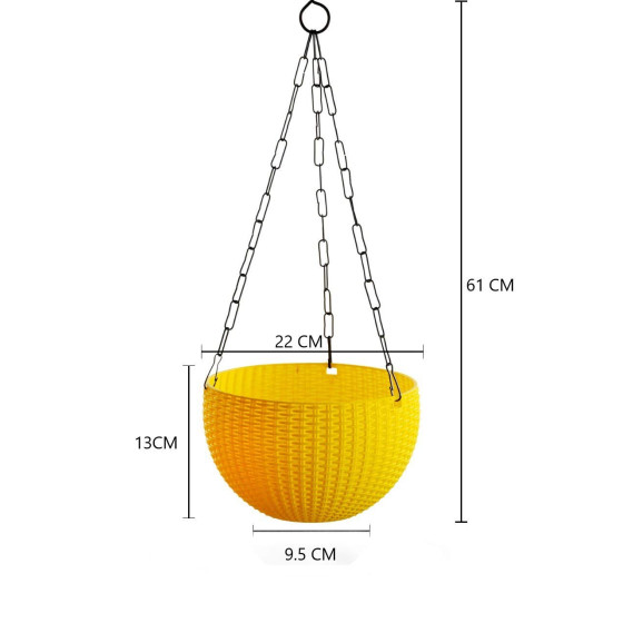 Ultra Model Virgin Plastic Hanging Pot - Yellow Color - Bazodo