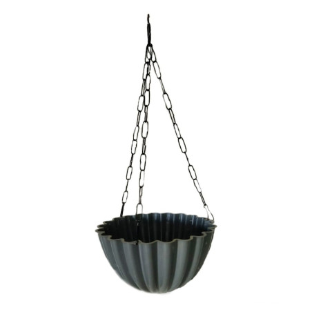 Plastic Hanging Planter Pot Designer Model - Dark Grey Color - Bazodo