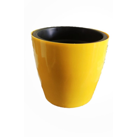 Self Watering Indoor Plastic Pot With Inner Pot Set - Yellow Color - Bazodo